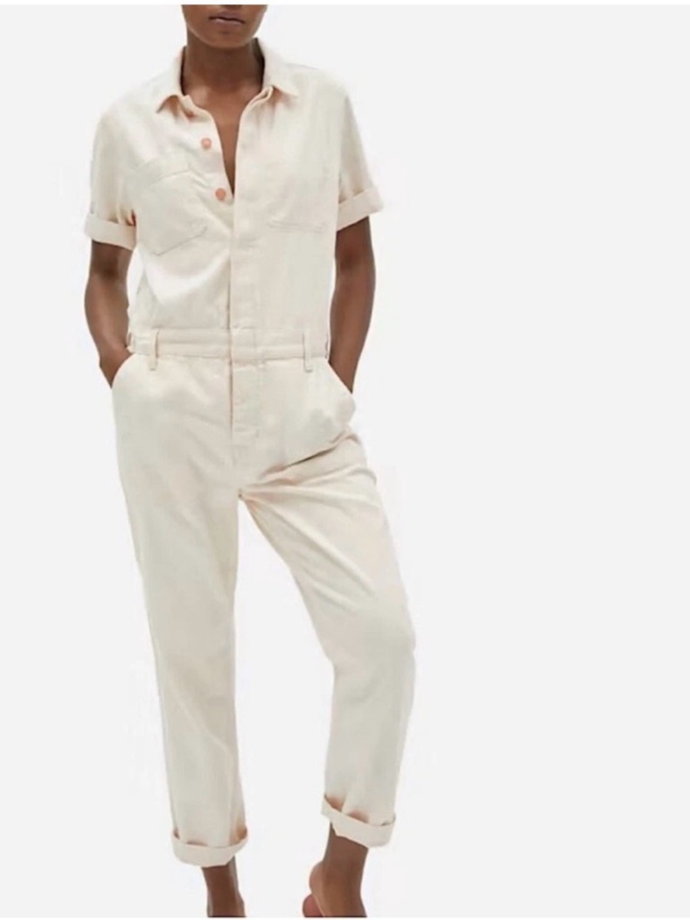 Everlane Super-Soft Jean Coverall Organic Cotton White Size 4 Sustainable